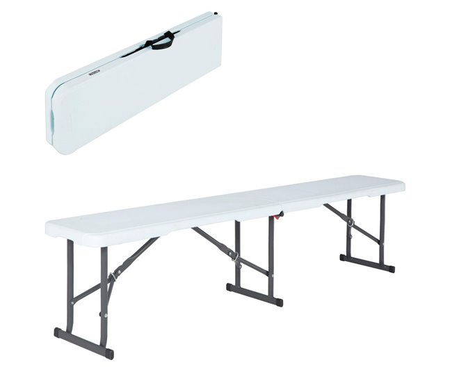 Banco plegable ultrarresistente 454 kg LIFETIME 183x29x42 cm UV100 Branco