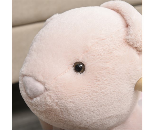 Baloiço para Bebé Pelúcia, Guata, Madeira, Metal HOMCOM Rosa
