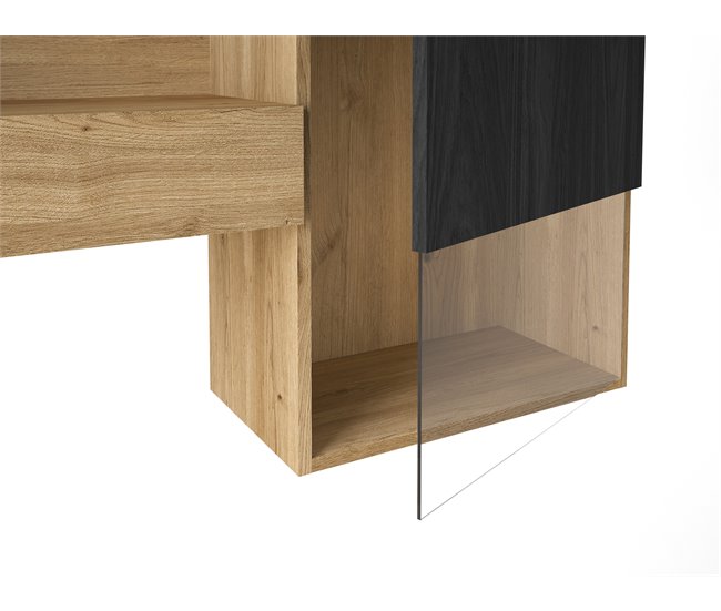 Compacto de TV 265 cm 3 portas FERRARA Preto/ Madeira