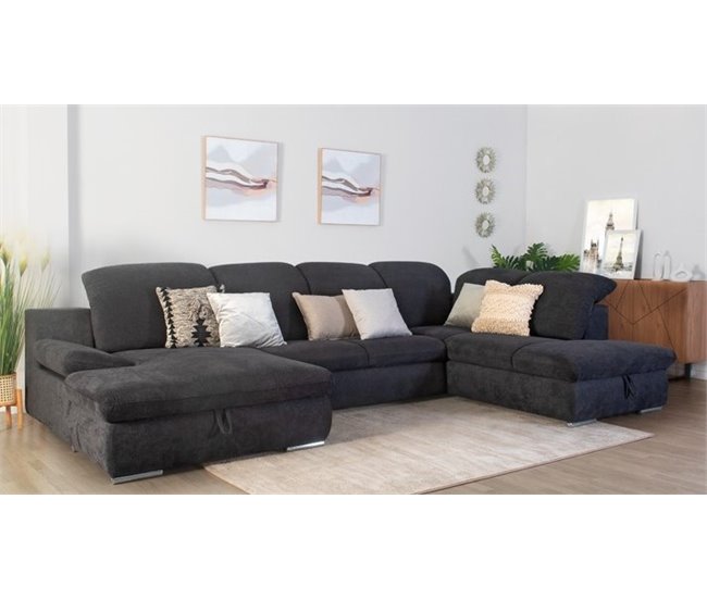 Sofá de canto ISONA com cama Antracite