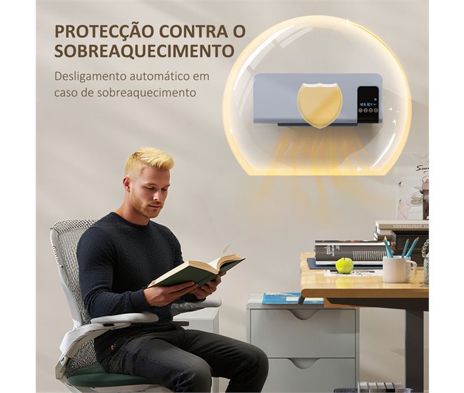 Aquecedor Elétrico de Parede ABS HOMCOM Cinza