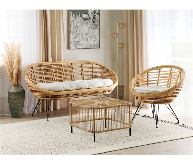 Beliani Conjunto lounge Rattan/vime MARATEA/CESENATICO Natural