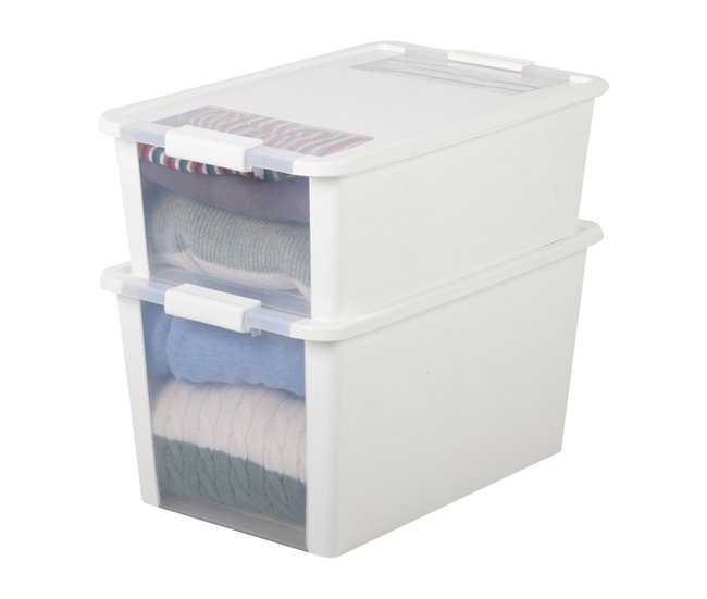 Curver Caixa de arrumação com tampa Bi-Box 40L Branco