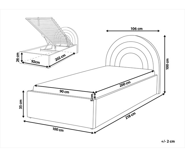 Beliani Cama baú Bouclé ANET 106x218 Bege