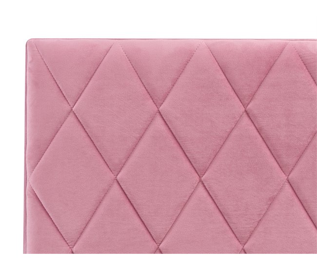 Beliani Cama com estrado Veludo ROCHEFORT 190x214 Rosa