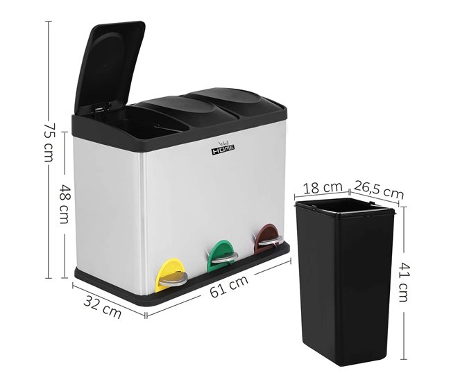 Cubo de reciclagem ecológica Cinza Claro
