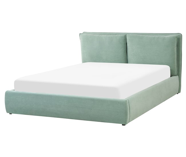 Beliani Cama con almacenaje Terciopelo BAJONNA Verde