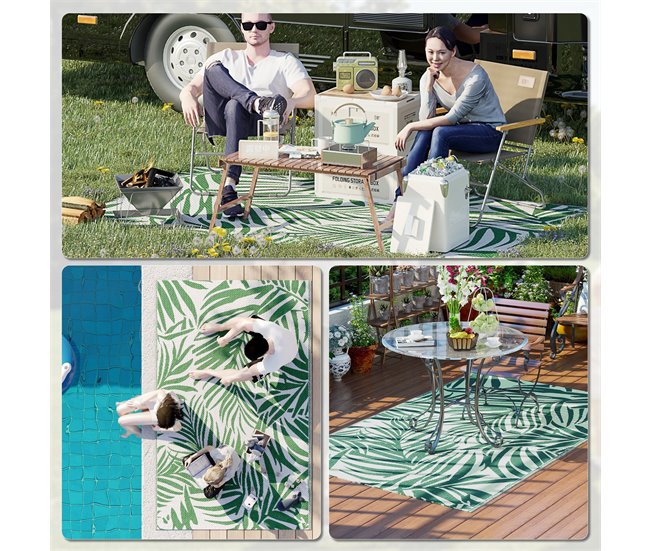 Tapete de Exterior Polipropileno Outsunny Verde