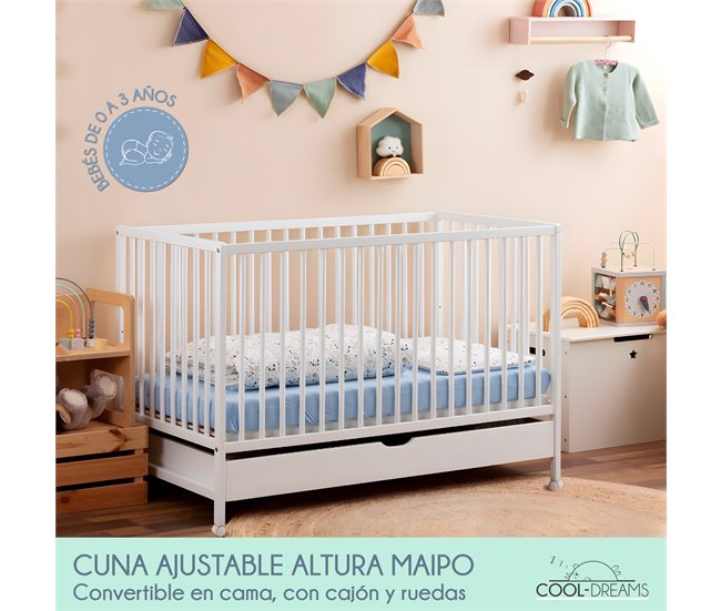 Berço Maipo + Gaveta com Guia e Tampa Branco