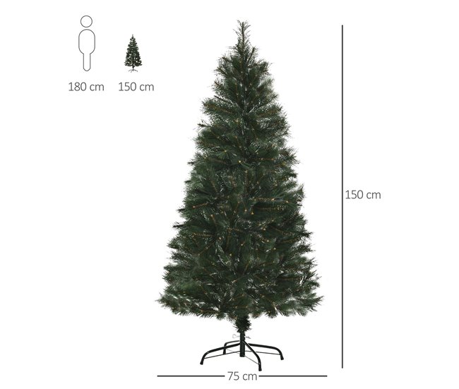 Árvore de Natal PVC, Aço HOMCOM, casa - natal Verde