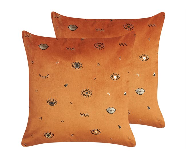 Beliani Almofada decorativa AEONIUM 45x45 Laranja