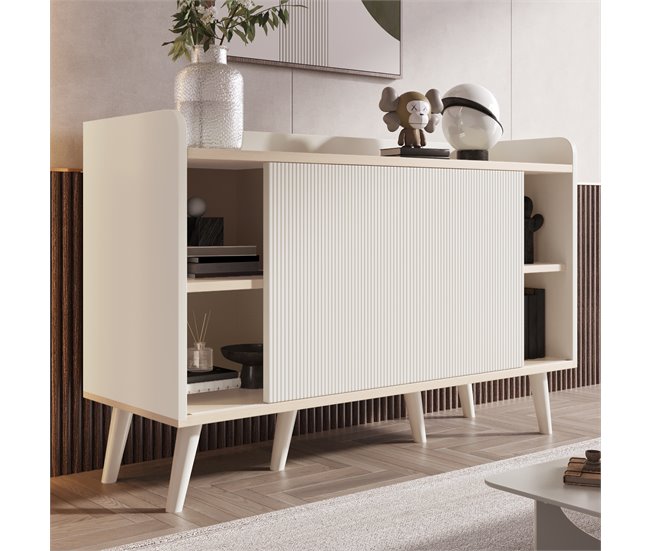 Aparador com 2 portas e 3 gavetas Natural/ Branco