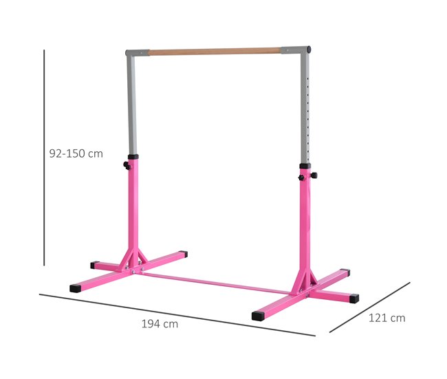 Barra de Ginástica Aço e Madeira de Faia HOMCOM Rosa