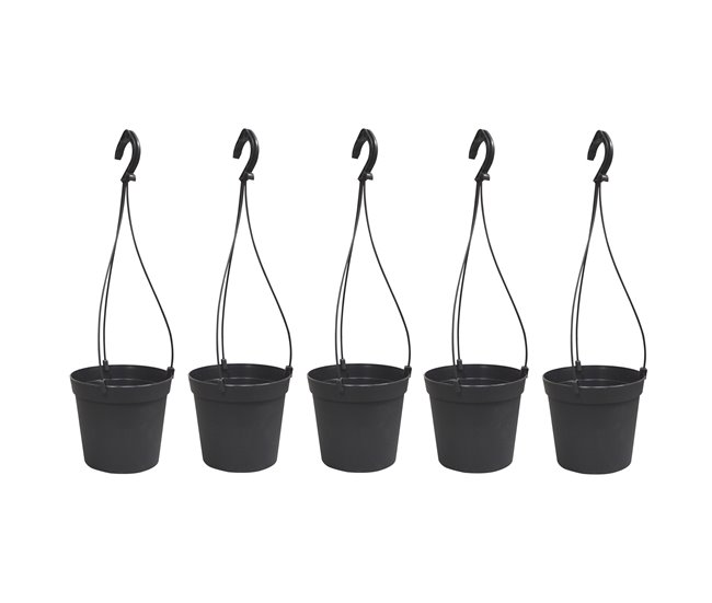 5 vasos cilíndricos Ø 10 cm com ganchos Antracite