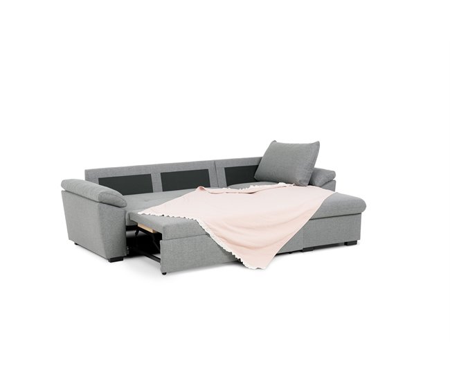 Chaise longue com cama ANTON reversível 3 lugares cinza Cinza