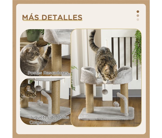 Arranhador para Gatos Aglomerado de Madeira, Poliéster e Juta Cinza