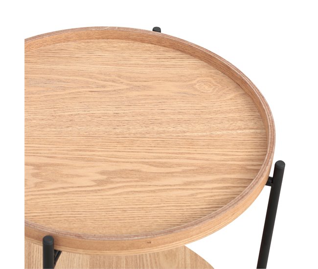 Mesa de apoio ROUND madeira e metal Natural