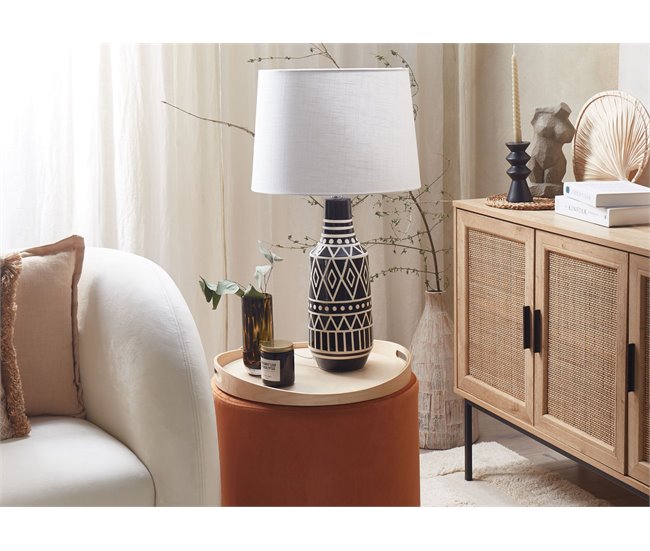 Beliani Candeeiro de mesa SHEBELLE Branco/ Bege