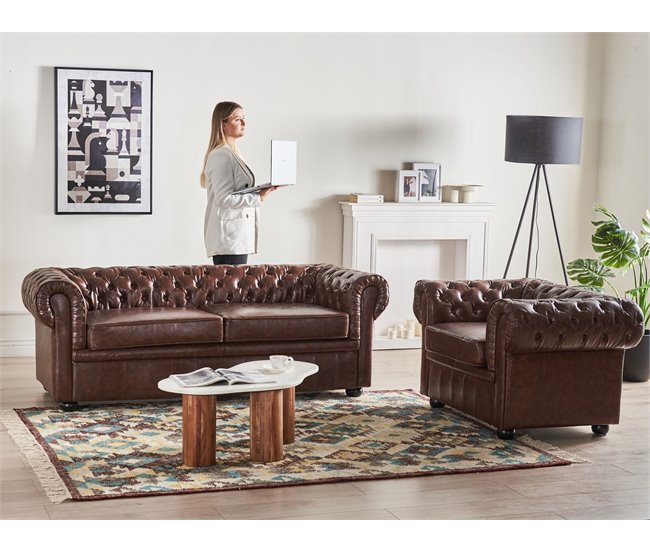 Beliani Poltrona CHESTERFIELD Bege