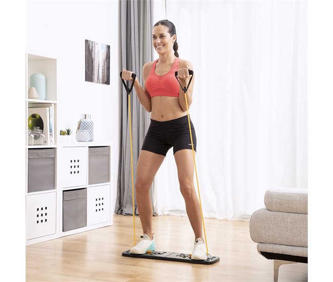 Prancha de flexões push-up com fitas de resistência de guia de exercícios Preto