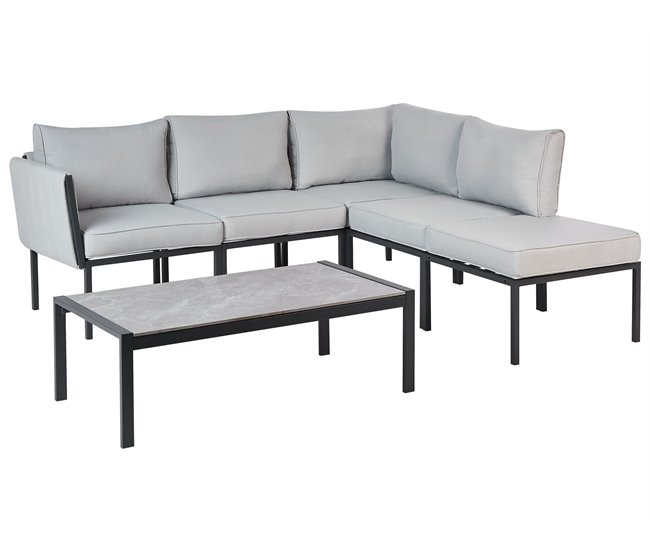 Beliani Conjunto lounge Aço SKALA Cinza Claro