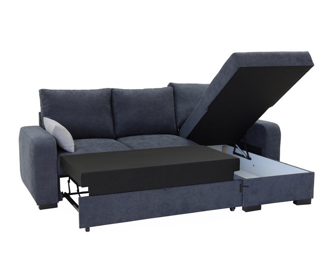 Chaise longue com cama BROADWAY reversível 3 lugares cinza escuro Cinza Escuro