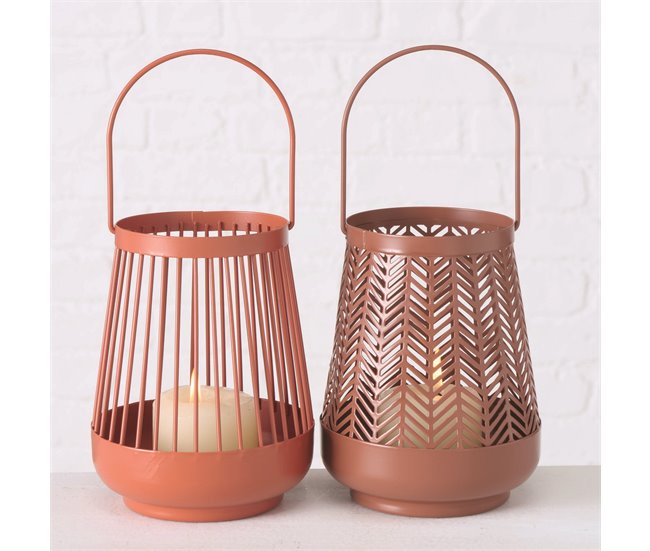 Lanterna de metal VILDE sortida, 16 cm Rosa