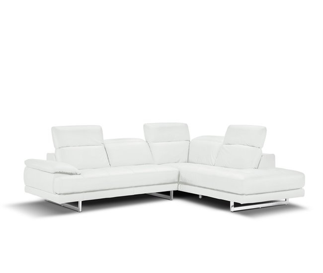 Sofá de canto em pele PARÍS Branco