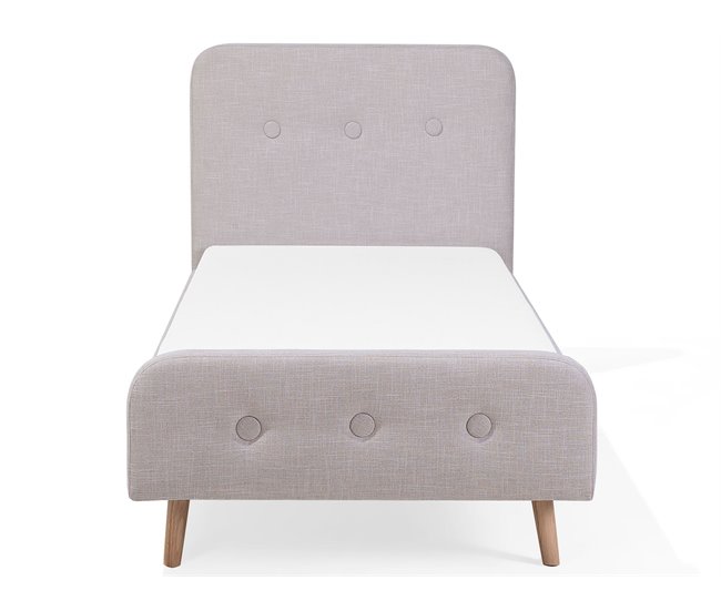 Beliani Cama com estrado Poliéster RENNES 101x220 Bege