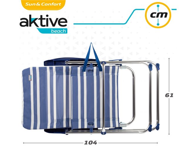 Cadeira de praia alta dobrável 5 posições Aktive Azul