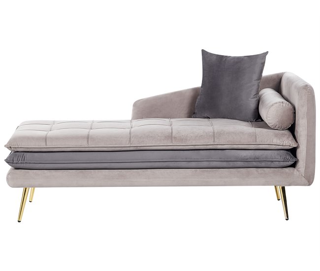 Beliani Chaise longue versão à direita Veludo GONESSE Cinza