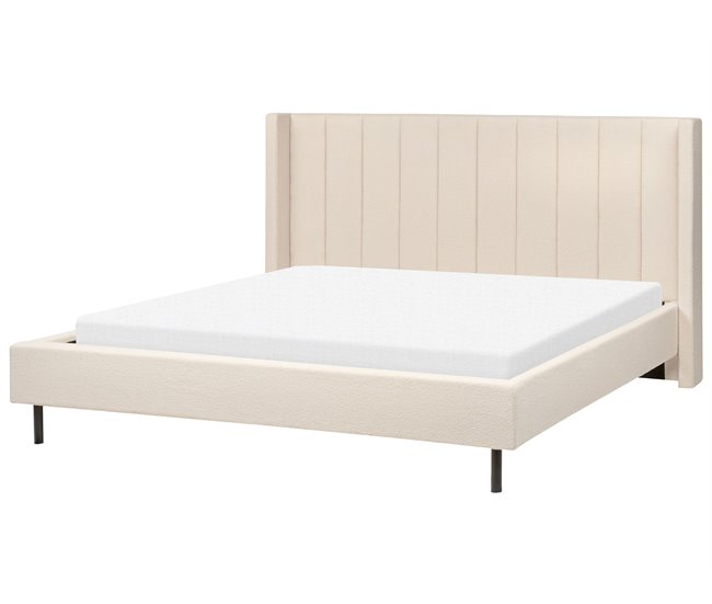 Beliani Cama com estrado Bouclé VILLETTE 205x222 Bege