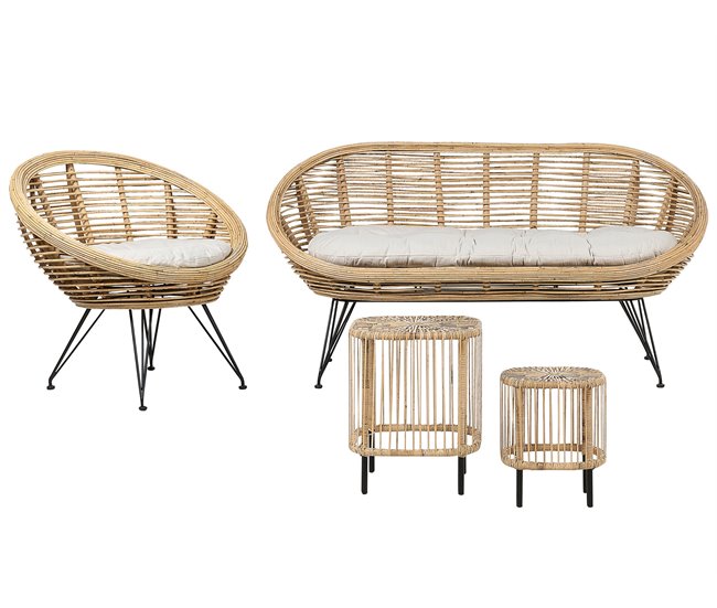 Beliani Conjunto lounge Rattan/vime MARATEA/CESENATICO Natural