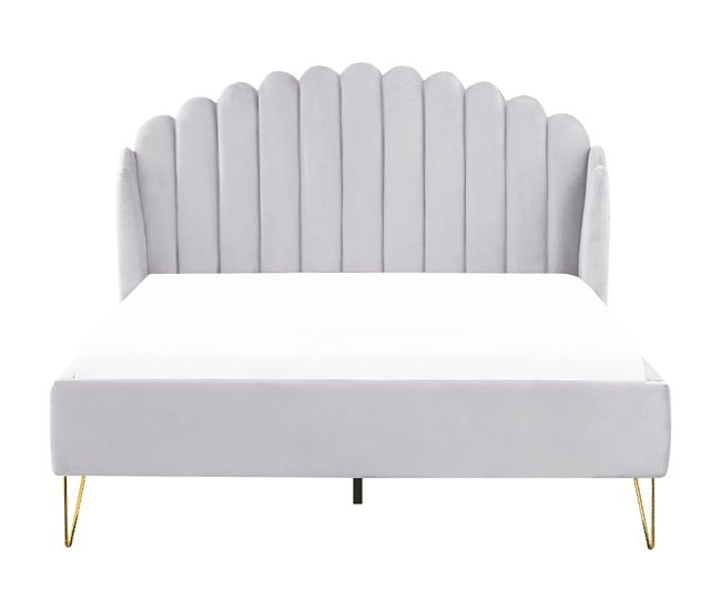 Beliani Cama Terciopelo AMBILLOU 157x214 Bege