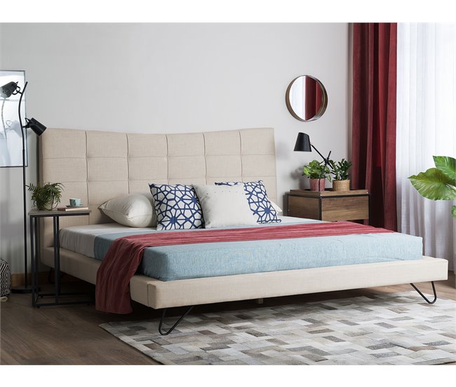 Beliani Cama Terciopelo LANNION 183x223 Bege