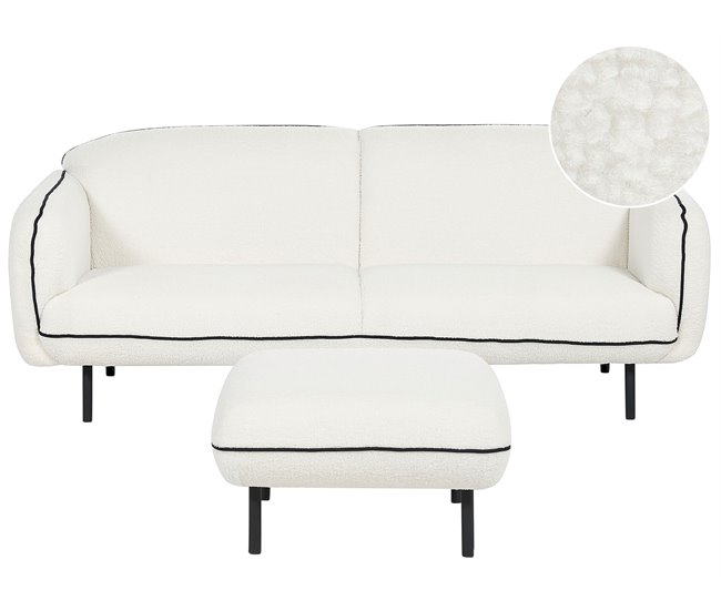 Beliani Sofá de 3 lugares Bouclé TONSBERG Branco