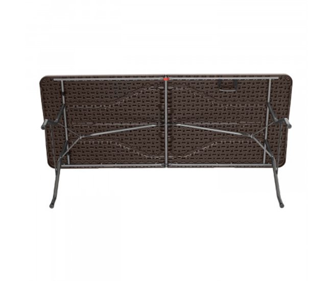 Mesa dobrável retangular com efeito rattan Thinia Home Castanho