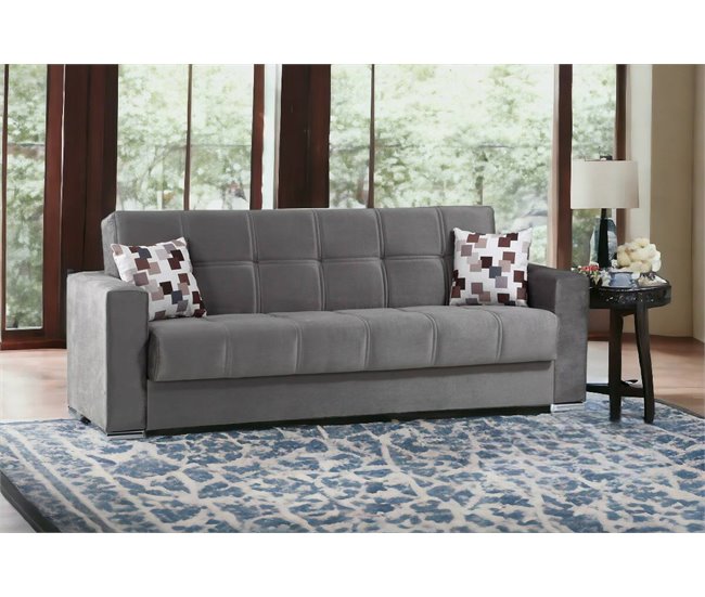 Sofá cama 3 lugares em tecido Cinza