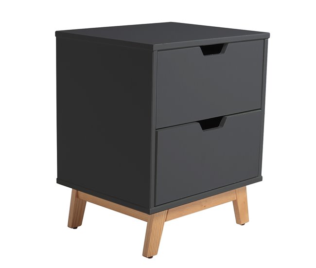  Mesa de cabeceira Miranda com 2 gavetas 43 Antracite