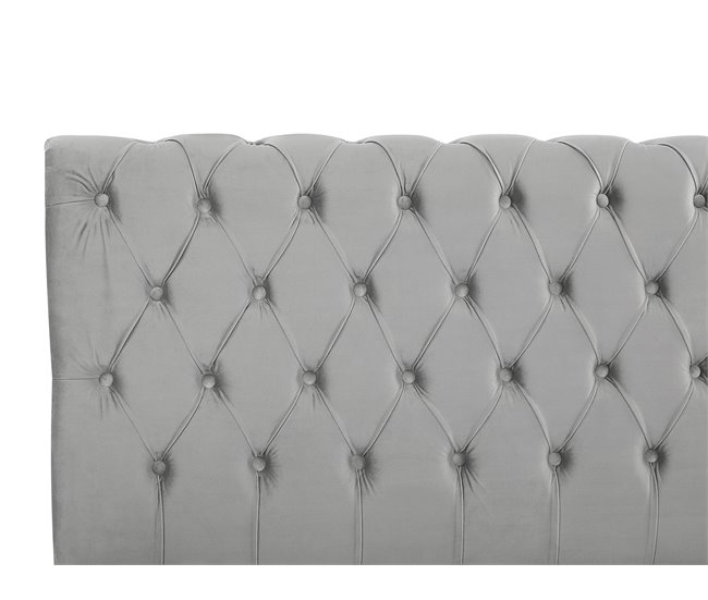 Beliani Cama com estrado Veludo AVALLON 152x233 Cinza Claro