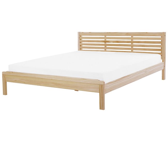 Beliani Cama com estrado Madeira de seringueira CARNAC Castanho