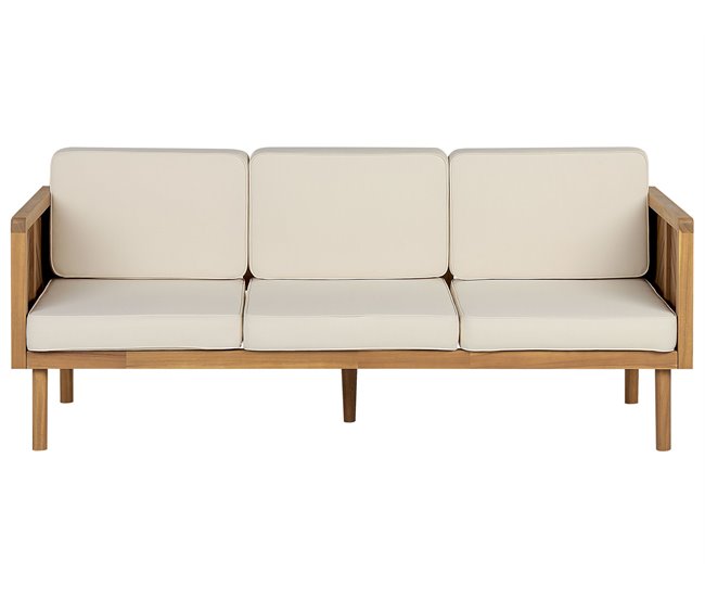 Beliani Conjunto lounge Madeira de acácia BARATTI Creme