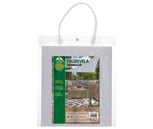 Toldo triangular de poliéster Aktive Garden cor branca Branco