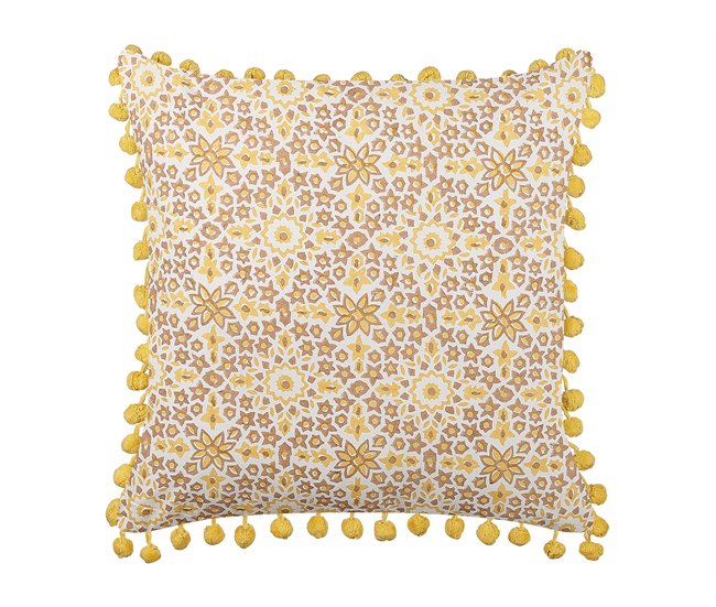 Beliani Almofada decorativa LYCROIS Branco/ Bege