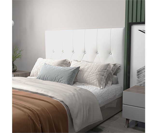 Cabeceira para Cama MDF, Linho e Espuma HOMCOM, casa - quarto Branco