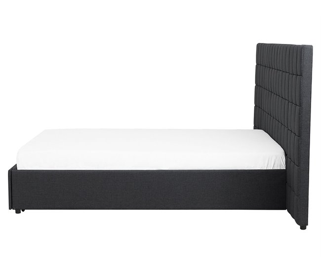 Beliani Cama com estrado Poliéster MILLAU 300x214 Cinza Escuro