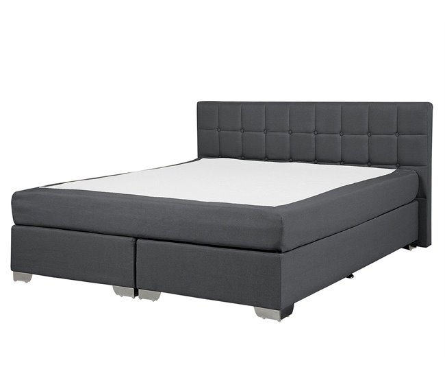 Beliani Cama continental Poliéster ADMIRAL 170x210 Cinza Escuro