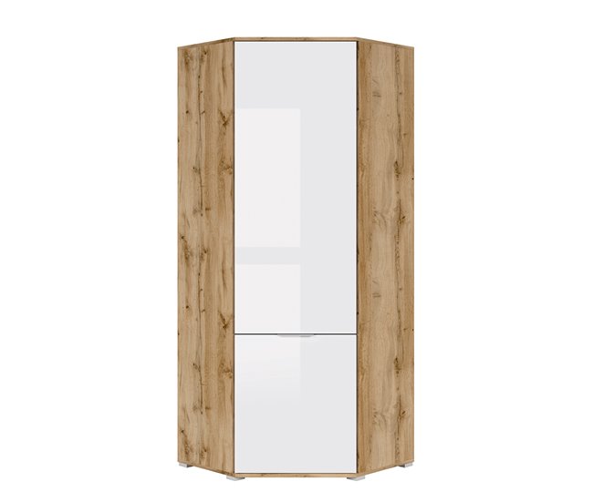 Armário de canto de 2 portas Selma Natural/ Branco