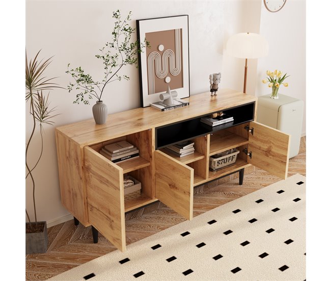 Aparador de mdf com 3 portas Natural