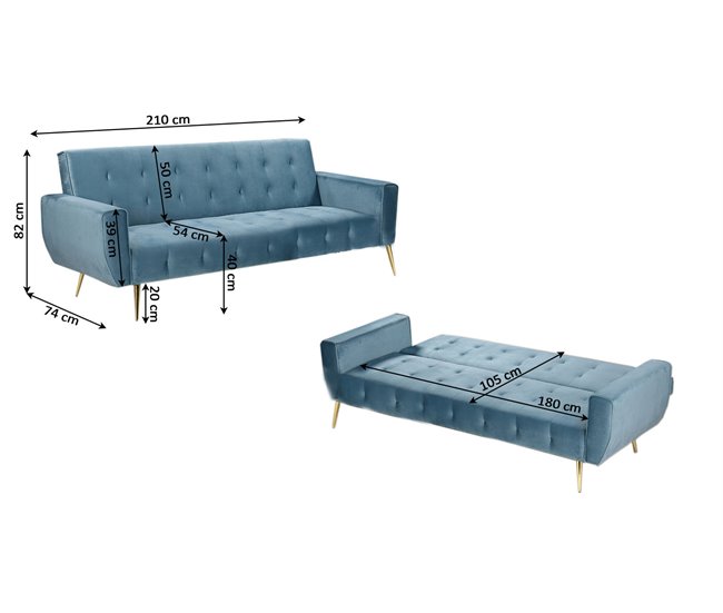 Sofá Cama Niki 210cm Cinza